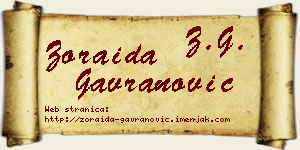 Zoraida Gavranović vizit kartica